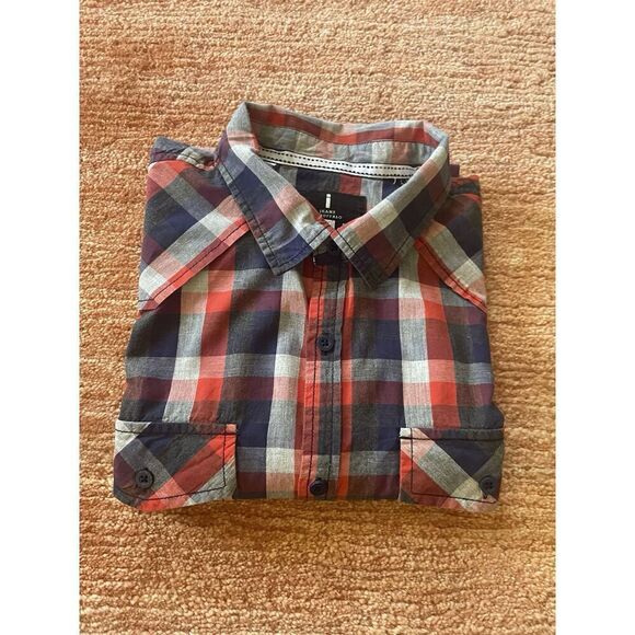 Buffalo Jeans Shirt Mens Size L Cotton Red Plaid Long Sleeve Button Up - Picture 2 of 10